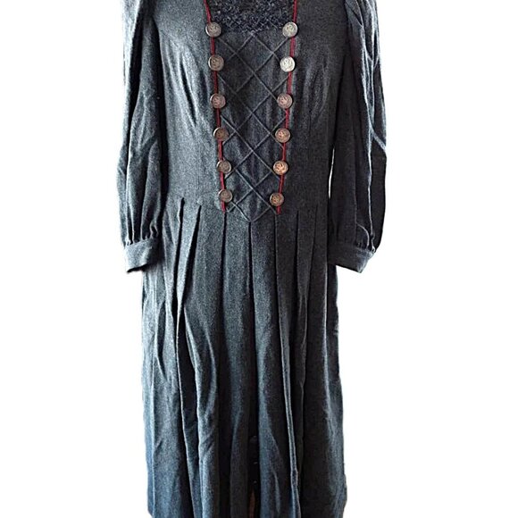 Vintage Cottagecore Dress 36" Bust German Bavarian Folkwear Goth - Picture 2 of 10